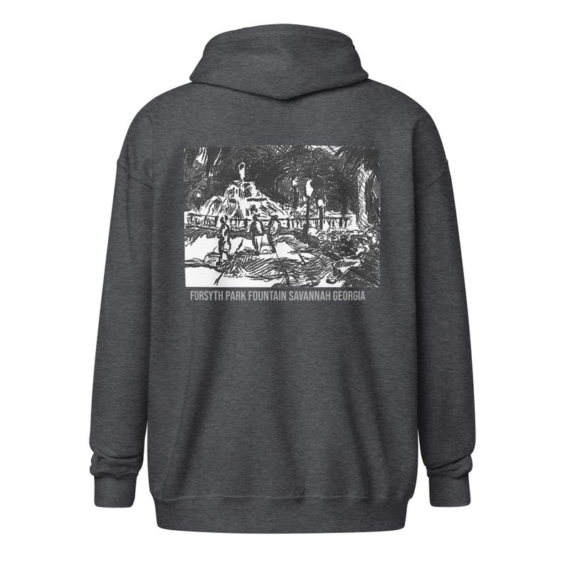 Forsyth Park Fountain Back Print Unisex zip hoodie