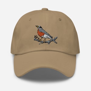 American Robin Embroidered Hat - Nature Lover&#39;s Gift, Birdwatching Accessory, Cotton Cap, Unique Wildlife Embroidery