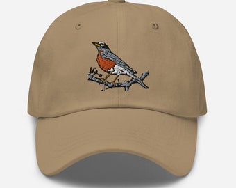 American Robin Embroidered Hat - Nature Lover's Gift, Birdwatching Accessory, Cotton Cap, Unique Wildlife Embroidery