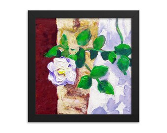 Framed White Rose Poster - Elegant Floral Wall Art - Ready to Hang - Perfect Gift for Home Decor & Office Styling
