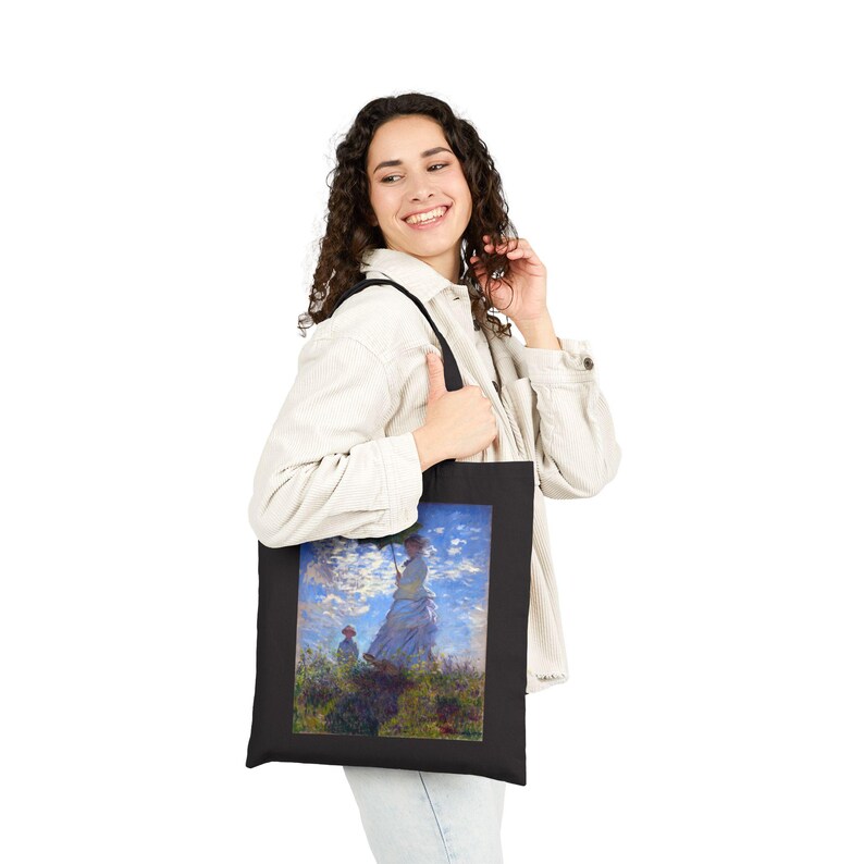 Bolsa de lona de algodón «Mujer con sombrilla» de Monet: un regalo para los amantes del arte imagen 8