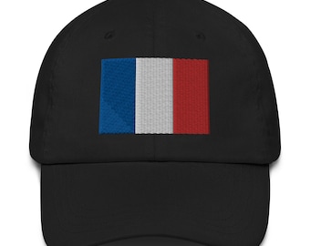 French Flag Embroidered Dad Hat – Stylish Adjustable Baseball Cap, Sports & Casual Wear, Unisex Gift