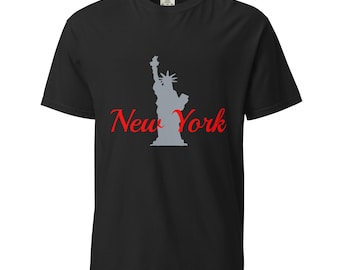 New York Liberty T-Shirt – Garment-Dyed Heavyweight Tee with Statue of Liberty Design