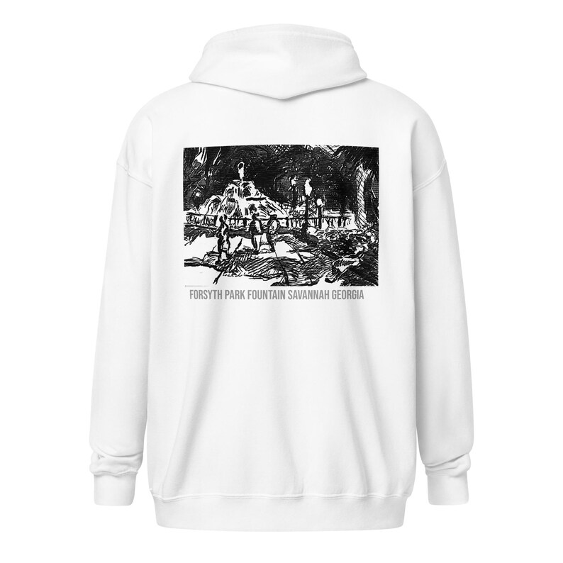 Forsyth Park Fountain Back Print Unisex zip hoodie