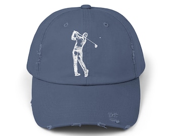 Vintage Golfer Hat Retro Golf Swing Distressed Cap | Classic Golf Player