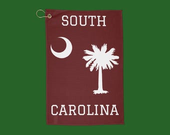 Garnet South Carolina Palmetto Tree and Crescent Golf Towel