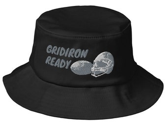 Bucket Hat Gridiron Ready Football Embroidered Old School Bucket Hat
