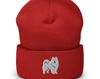 Samoyed Embroidered Cuffed Beanie