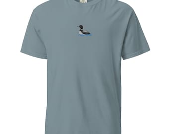 Loon Embroidered Chest T-Shirt – Minimalist  Wildlife Bird Tee, Unisex garment-dyed heavyweight t-shirt