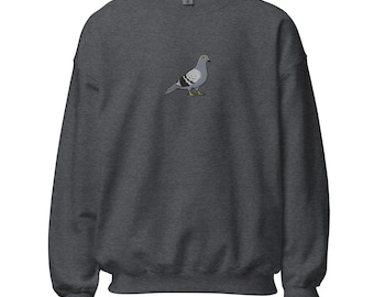 Pigeon Embroidered Bird Unisex Sweatshirt