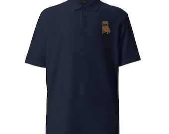 Charming Pug Embroidered Polo Shirt | Custom Unisex Pique Polo for Dog Lovers & Casual Style