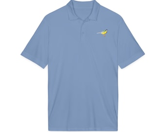 Great Tit Embroidered Bird Polo, Moisture Wicking