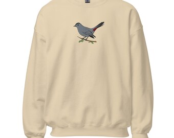 Grey Catbird Embroidered Unisex Sweatshirt