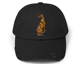 Ridgie Rhodesian Ridgeback Lion Dog Cap, Distressed Baseball Hat, Vintage Style Headwear, Animal Lover Gift, Safari Theme Dad Hat