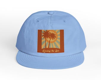 Kissing the Sun Retro Sunset and Palms Surf Cap