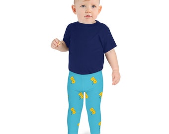 Kid's Leggings Spring Daffodils on Blue for ages 2T to 7