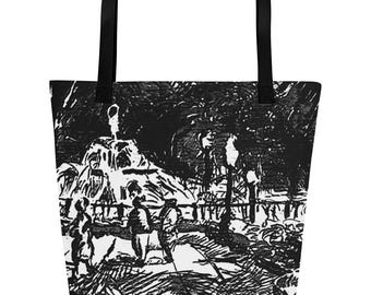 Forsyth Park Savannah GA Tote Bag | All-Over Print Large Beach Bag | Stylish Travel & Shopping Tote