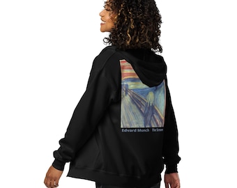 The Scream  by Edvard Munch Back Print Full  Zip Hoodie, Perfect Gift for Art Lovers & Casual Style