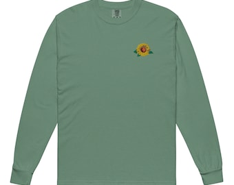 Sunflower Embroidered Garment-dyed heavyweight long-sleeve shirt