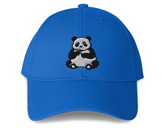 Panda Bear Embroidered Structured 6-Panel Adjustable Baseball Cap