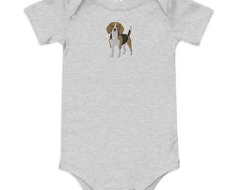 Beagle Embroidered Baby short sleeve one piece