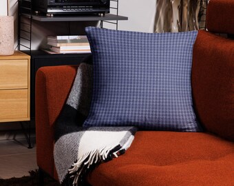 Cerulean Blue Houndstooth Accent Throw Pillow | Stylish Decor & Cozy Comfort for Living Room and Bedroom