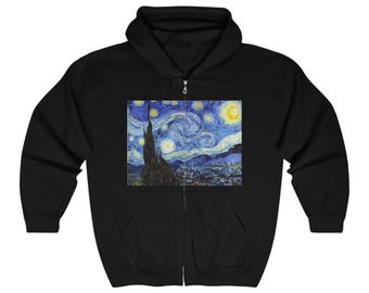 Van Gogh Starry Night Unisex Heavy Blend™ Full Zip Hooded Sweatshirt