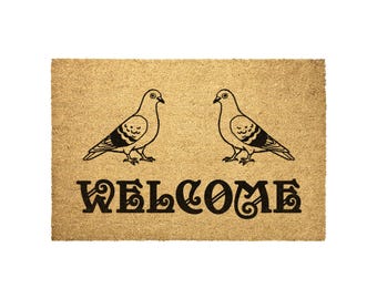 Pigeons Welcome Doormat - Cute Bird Entry Mat, Funny Outdoor Decor, Perfect Gift for Bird Lovers & Homeowners