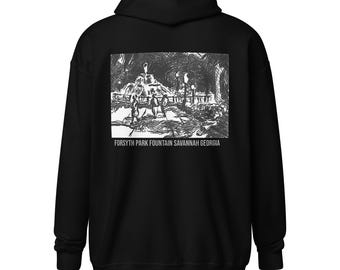 Forsyth Park Fountain Back Print Unisex zip hoodie