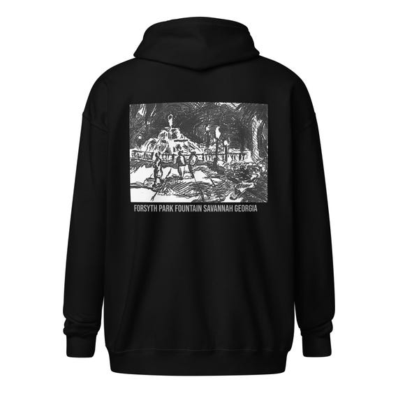 Forsyth Park Fountain Back Print Unisex zip hoodie