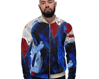 Bomber Jacket "Blue Abstract" Unisex Bomber Jacket