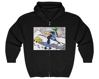 Full Zip Hoodie In Advance Ant Cartoon Drawing Ant Series Original Art Unisex Adult Graphic Hooded Sweatshirt