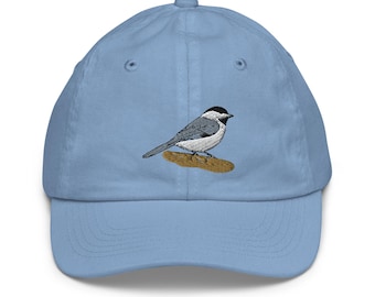 Black Capped Chickadee Embroidered Bird Youth baseball cap Ages 5 Up