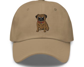 Cute Pug Embroidered Hat | Adorable Adjustable Cap for Dog Lovers | Perfect Gift, Cute Pet Fashion Accessory