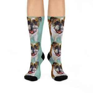Fetching Bulldog Socks Dog Crew Socks Original Art Socks