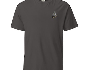 Horned Owl Embroidered Bird Unisex garment-dyed heavyweight t-shirt