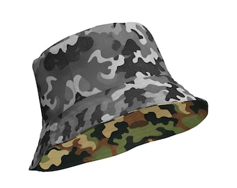 Urban and Green Camo Reversible Bucket Hat | Fashionable Outdoor Accessory & Sun Protection