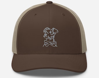 Trucker Cap "Cobalt" Dog Line Art Embroidered Hat