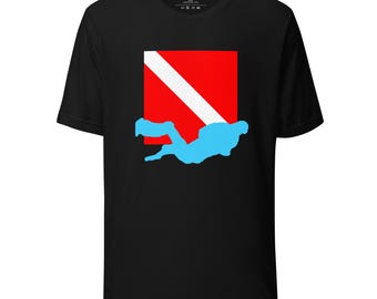 SCUBA Graphic Tee Diver Down Flag Short-Sleeve Unisex T-Shirt