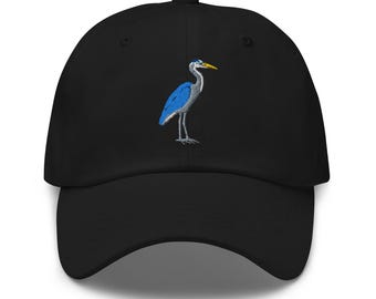 Blue Heron Embroidered Dad Hat – Low Profile Cotton Twill Cap