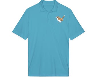 Carolina Wren Embroidered Bird Polo | Moisture Wicking