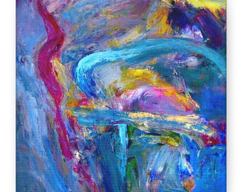 Canvas Print, Blue and Violet Abstract Expression Gallery Wrapped Wall Art, Home Decor, Office Decor, Gift for Art Lovers, Modern Art Decor