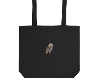 Barn Owl Embroidered Tote Bag | Eco-Friendly Canvas Bag for Owl Lovers & Gifts | Unique Handcrafted Storage Solution