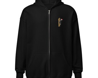 Pileated Woodpecker Embroidered Unisex full zip hoodie
