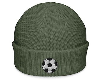 Soccer Ball Embroidered Fisherman beanie