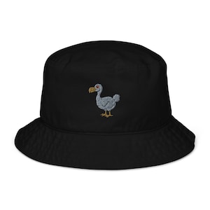 Sombrero de pescador orgánico: bordado de pájaro dodo, algodón ecológico