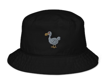 Organic Bucket Hat with Dodo Bird Embroidery – Eco-Friendly Sun Hat, Casual Summer Accessory, Lightweight & Stylish Unisex Design