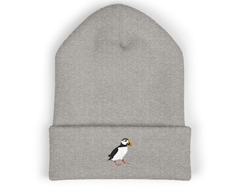 Atlantic Puffin Embroideredd Bird Classic Cuffed Beanie (Embroidery)