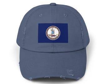 Virginia Flag Unisex Cap, State of Virginia Hat, Distressed Virginia Headwear, State Pride Gift Cap