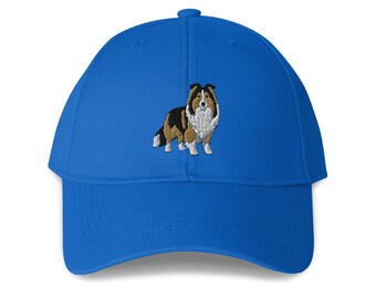 Shetland Sheepdog Embroidered Structured 6-Panel Adjustable Baseball Cap